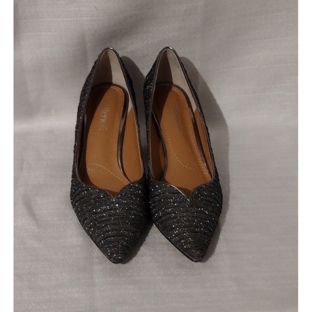 Vintage J. Reneé Black & Silver Metallic Pumps, 10M, 3" Heel, Elegant Style